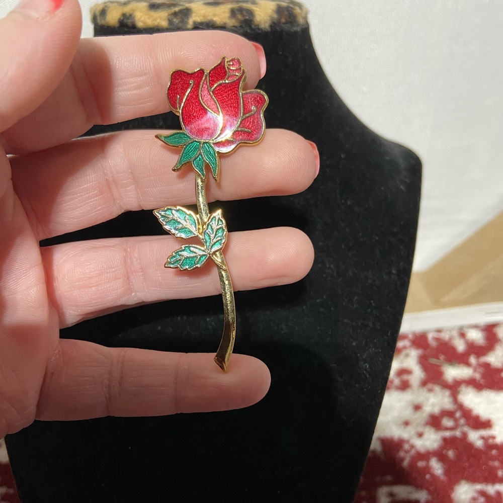 FISH Cloisonné Rose Lapel Pin